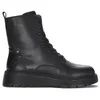 A black leather lace-up boot with a thick sole, shown from the side against a white background. Podgląd zdjęcia produktu