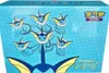 A light blue box with a repeating pattern of circles, featuring multiple cartoon illustrations of Vaporeon, a Pokémon character, and Chinese text. Produktbild-Vorschau