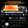 A marketing image showcasing the features of a rugged smartphone, with a focus on its large battery and charging capabilities. Produktbild-Vorschau