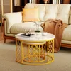 MODFU Couchtisch rund Gold,2er set Sofatisch mit weiße Produktbild-Vorschau 2