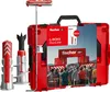 A red Fischer L-Boxx DuoLine case with various tools and accessories, set against a white background with a marketing image on the case lid. Náhled obrázku produktu