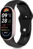 A smartwatch with a black band and a rose gold casing is displayed against a white background. Produktbild-Vorschau