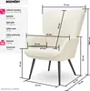 A diagram illustrating the dimensions of an armchair. Náhled obrázku produktu