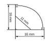 A diagram showing the dimensions of a corner profile. Náhled obrázku produktu