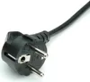 A close-up shot of a black electrical plug with a cable extending to the right. Produktbild-Vorschau