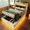A modern bedroom with a bed that has storage and LED lighting. Náhled obrázku produktu