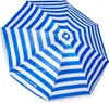 A top-down view of a folded beach umbrella with blue and white stripes. Náhled obrázku produktu