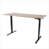 A standing desk with a brown wood-grain top and black metal legs, shown against a white background. Náhled obrázku produktu
