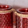 4er Set Windlicht H10cm Glas Bordeaux Rot Teelichthalter Produktbild-Vorschau 5