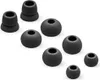 A collection of black silicone earbud tips of various sizes and shapes. Produktbild-Vorschau