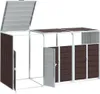 A three-bin trash can enclosure with brown panels and a white frame, shown outdoors against a white background. Náhled obrázku produktu