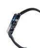 Side view of a black Casio watch with a blue gradient dial and a black leather strap. Voir les images du produit