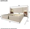 A 3D rendering of a bed with dimensions shown. Anteprima dell’immagine prodotto