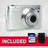 A silver Agfaphoto compact digital camera is shown with a memory card and a carrying pouch, with the word "INCLUDED" prominently displayed. Anteprima dell’immagine prodotto
