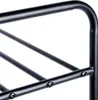 A close-up view of a black metal shoe rack, showing the structure and screws. Produktbild-Vorschau