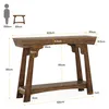 A diagram showing the dimensions of a wooden console table, with a silhouette of a person for scale. Podgląd zdjęcia produktu