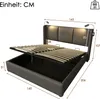 A diagram of a bed with dimensions and features indicated. Náhled obrázku produktu
