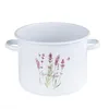A white enamel pot with a lavender design and the word 'Lavender' written on it. Podgląd zdjęcia produktu