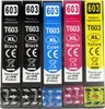 Five printer ink cartridges lined up against a white background. Produktbild-Vorschau