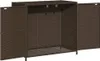 An open brown poly rattan garden cabinet on a white background. Podgląd zdjęcia produktu