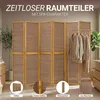 Homestyle4u Screen room divider 6 kusov drevo bambus hnedá Náhľad obrázku produktu 7
