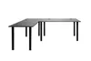 A black L-shaped desk with black legs against a white background. Produktbild-Vorschau