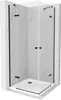 A corner shower enclosure with a shower tray, set against a marble-patterned wall. Podgląd zdjęcia produktu