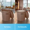 A split image showing two identical brown buckets. The left bucket is closed and empty, while the right bucket is open and filled with a white substance. Podgląd zdjęcia produktu