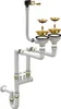 A 3D rendering of a kitchen sink drain assembly with accompanying parts. Náhled obrázku produktu