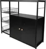 A black kitchen storage cabinet with shelves and two doors. Voir les images du produit