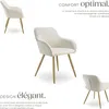 Chaise MARILYN rembourrée en velours côtelé - crème/or, par Voir les images du produit 3