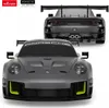 A front and rear view of a gray remote-controlled Porsche car with neon yellow accents. Podgląd zdjęcia produktu
