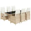 Design 7-tlg. Garten-Bistro-Set mit Kissen Beige Poly Produktbild-Vorschau 2
