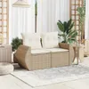 vidaXL Gartensofa mit Kissen 2-Sitzer Beige Poly Rattan Produktbild-Vorschau 3