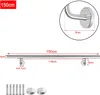 A diagram showing a stainless steel handrail with dimensions and mounting hardware. Náhled obrázku produktu