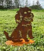 Gartenfigur Hund mit Zunge 50x45cm auf Platte Edelrost Produktbild-Vorschau 2