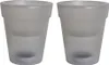 Two frosted gray LED solar flower pots are shown side-by-side against a white background. Produktbild-Vorschau