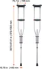 Two crutches are shown with measurement lines and text indicating dimensions. Produktbild-Vorschau