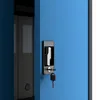 Close-up of a blue metal cabinet with a lock and key. Produktbild-Vorschau