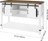 A white and brown farmhouse-style cabinet with sliding barn doors. Anteprima dell’immagine prodotto