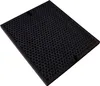 A black air filter with a hexagonal grid pattern, presented at an angle on a white background. Produktbild-Vorschau