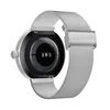 The back of a silver smartwatch with a mesh band is shown against a white background. Podgląd zdjęcia produktu