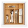 A bamboo cutlery organizer filled with silverware and a corkscrew inside a drawer. Podgląd zdjęcia produktu