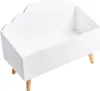 A white storage chest with a scalloped top and wooden legs, shown from a three-quarter angle against a white background. Voir les images du produit