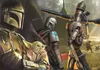 A group of characters from Star Wars, including Mandalorians and Grogu, in a forest setting. Voir les images du produit