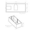 Technical drawings of a bathtub, showing top view and isometric view with dimensions. Produktbild-Vorschau