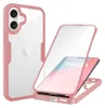 A pink and clear iPhone case is shown, with a disassembled view of the case and phone. Produktbild-Vorschau