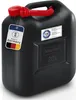 A black jerrycan with labels and a red handle. Náhľad obrázku produktu