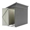 A grey metal shed with its doors open, shown against a white background. Produktbild-Vorschau