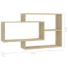 A wooden wall shelf with two levels, dimensions are indicated. Produktbild-Vorschau